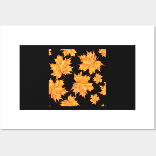 pattern with autumn leaves Posters and Art